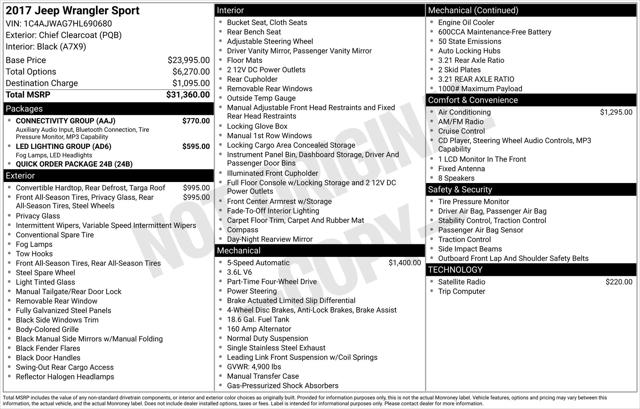 2017 Jeep Wrangler Sport 4x4