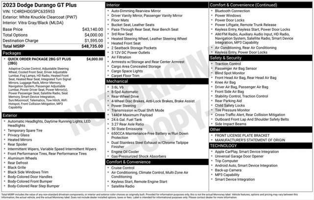 2023 Dodge Durango GT Plus RWD 2023 Dodge Durango GT Plus RWD