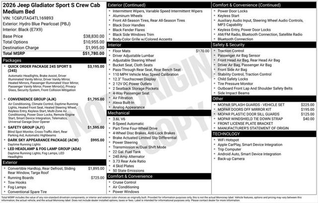 2026 Jeep Gladiator GLADIATOR SPORT S 4X4