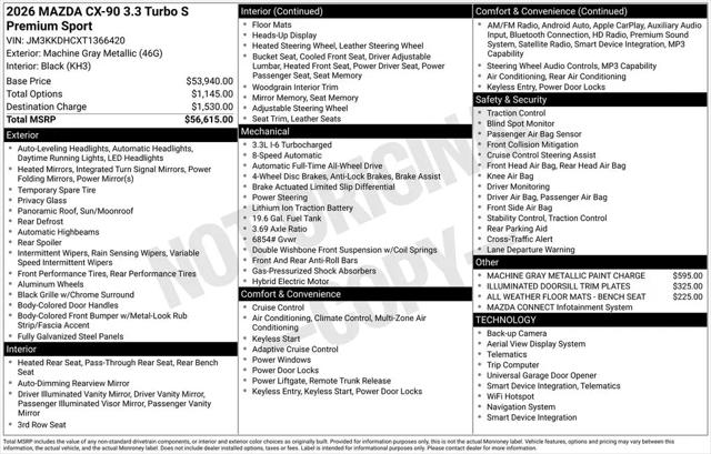 2026 Mazda X-90 3.3 Turbo S Premium Sport