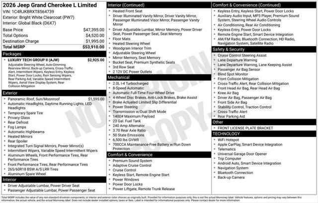 2026 Jeep Grand Cherokee GRAND CHEROKEE L LIMITED 4X4