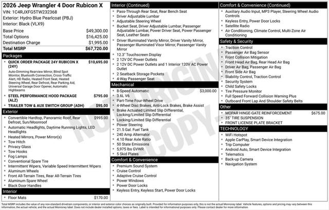 2026 Jeep Wrangler WRANGLER 4-DOOR RUBICON X