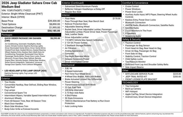 2026 Jeep Gladiator GLADIATOR SAHARA 4X4 2026 Jeep Gladiator GLADIATOR SAHARA 4X4