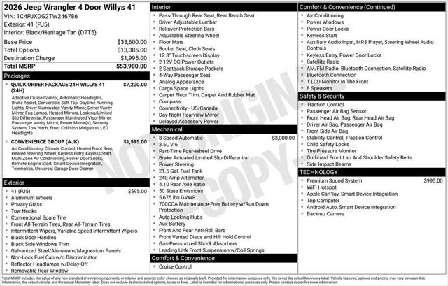 2026 Jeep Wrangler WRANGLER 4-DOOR WILLYS 41