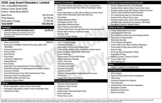 2026 Jeep Grand Cherokee GRAND CHEROKEE L LIMITED 4X4