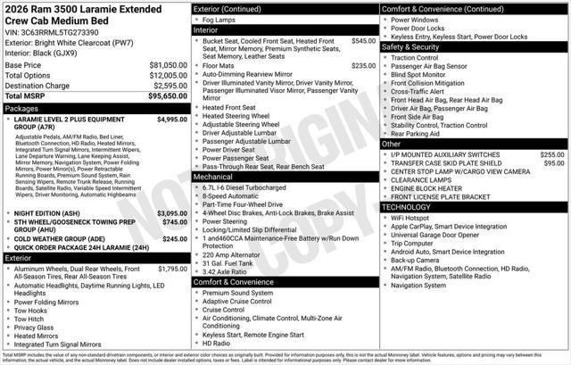 2026 RAM Ram 3500 RAM 3500 LARAMIE MEGA CAB 4X4 64 BOX