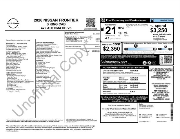 2026 Nissan Frontier King Cab S 4x2