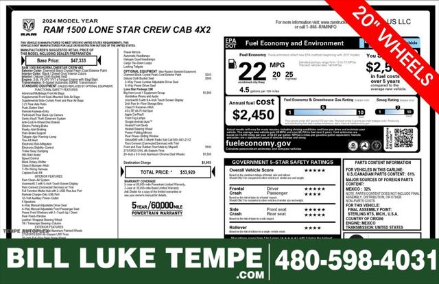 2024 RAM 1500 Lone Star Crew Cab 4x2 57 Box