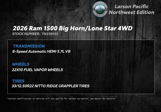 2026 RAM Ram 1500 RAM 1500 BIG HORN CREW CAB 4X4 57 BOX