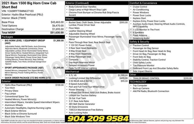 2021 Ram 1500 Big Horn Crew Cab 4x4 5'7" Box