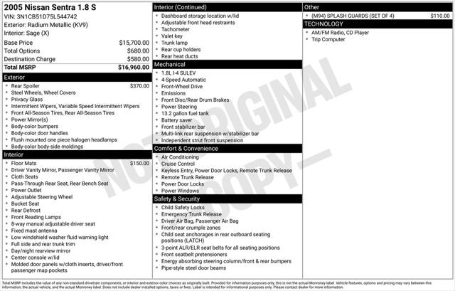 2005 Nissan Sentra 1.8S