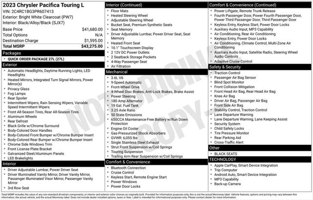 2023 Chrysler Pacifica Touring L 2023 Chrysler Pacifica Touring L