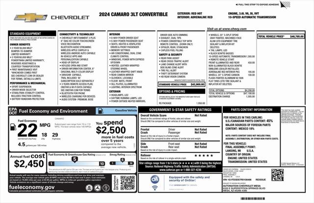 2024 Chevrolet Camaro RWD Convertible 3LT