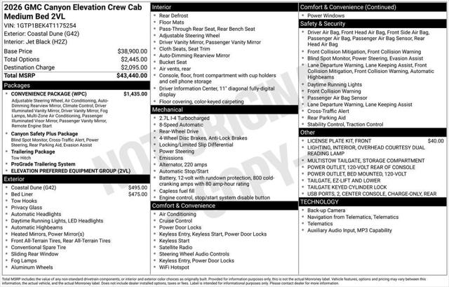 2026 GMC Canyon Elevation, RWD