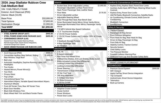 2026 Jeep Gladiator GLADIATOR RUBICON 4X4