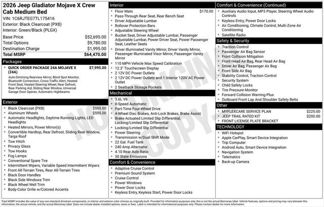 2026 Jeep Gladiator GLADIATOR MOJAVE X 4X4