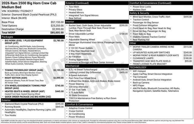 2026 RAM Ram 2500 RAM 2500 BIG HORN CREW CAB 4X4 64 BOX
