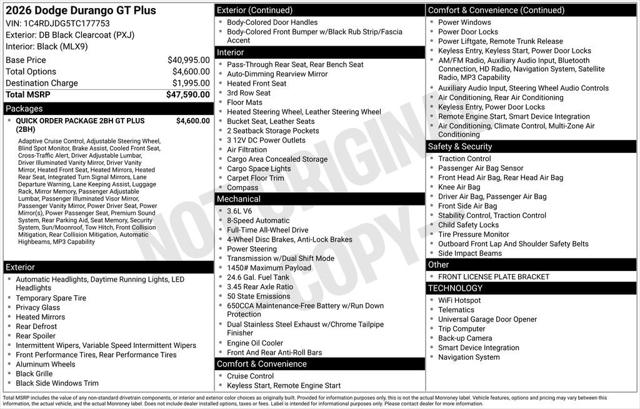 2026 Dodge Durango DURANGO GT PLUS AWD 2026 Dodge Durango DURANGO GT PLUS AWD