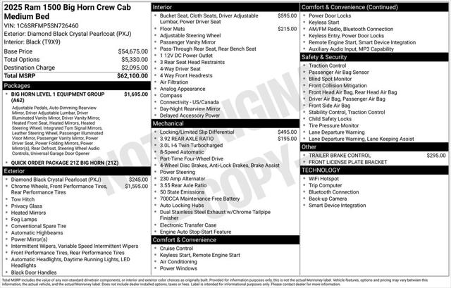 2025 RAM Ram 1500 RAM 1500 BIG HORN CREW CAB 4X4 64 BOX