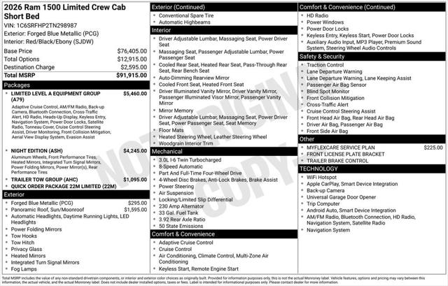 2026 RAM Ram 1500 RAM 1500 LIMITED CREW CAB 4X4 57 BOX 2026 RAM Ram 1500 RAM 1500 LIMITED CREW CAB 4X4 57 BOX