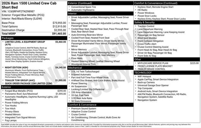 2026 RAM Ram 1500 RAM 1500 LIMITED CREW CAB 4X4 57 BOX 2026 RAM Ram 1500 RAM 1500 LIMITED CREW CAB 4X4 57 BOX