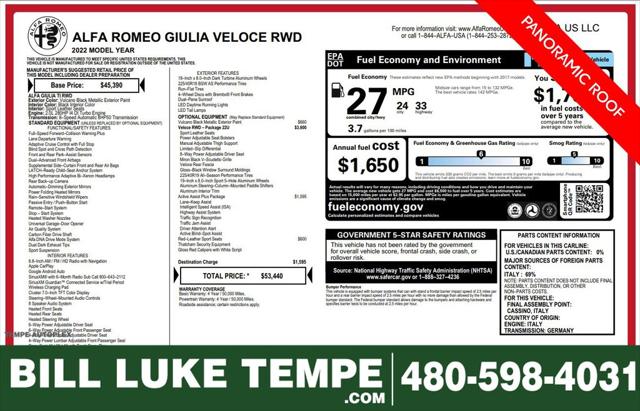 2022 Alfa Romeo Giulia Veloce Ti RWD