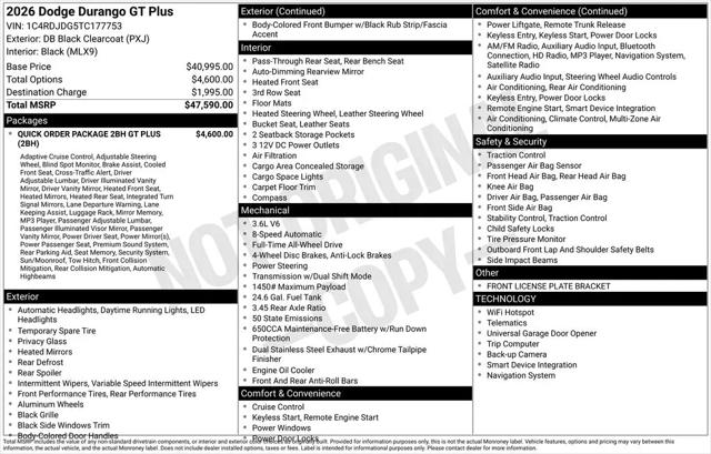 2026 Dodge Durango GT Plus AWD