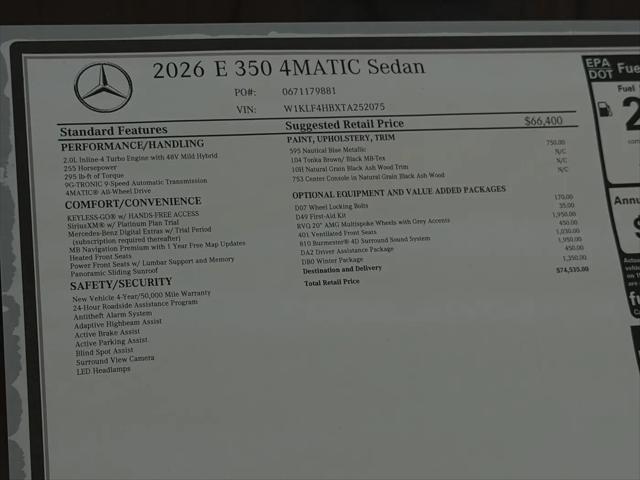 2026 Mercedes-Benz E 350 E 350