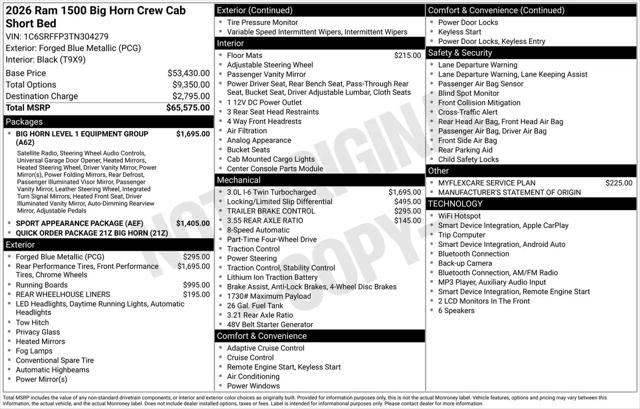 2026 Ram 1500 Big Horn Crew Cab 4x4 57 Box