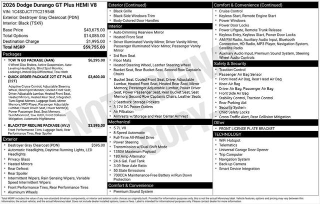 2026 Dodge Durango DURANGO GT PLUS AWD HEMI V8