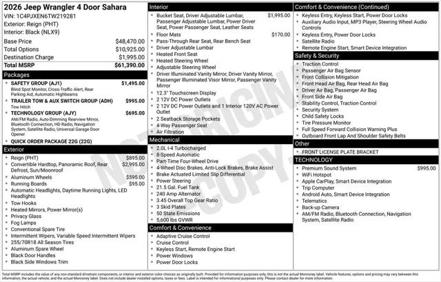 2026 Jeep Wrangler 4-Door Sahara 4x4