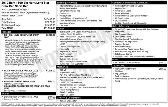 2019 Ram 1500 Big Horn/Lone Star Crew Cab 4x4 5'7" Box