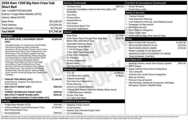 2026 Ram 1500 Big Horn Crew Cab 4x4 57 Box