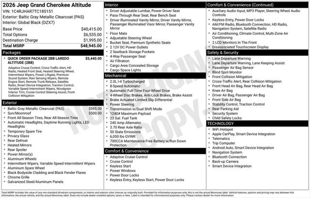 2026 Jeep Grand Cherokee Altitude 4x4