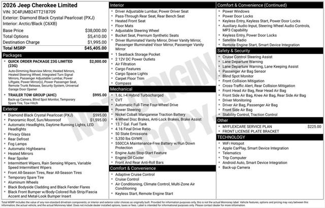 2026 Jeep Cherokee CHEROKEE LIMITED 4X4 2026 Jeep Cherokee CHEROKEE LIMITED 4X4