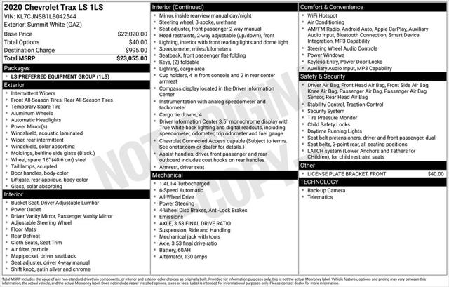 2020 Chevrolet Trax AWD LS