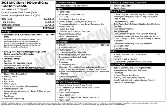 2026 GMC Sierra 1500 Crew Cab, Short Bed, Denali, 4WD