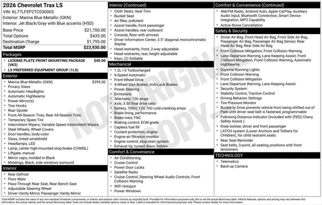 2026 Chevrolet Trax FWD LS