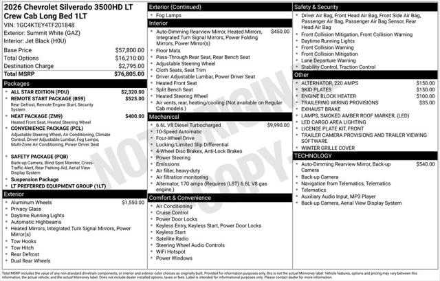 2026 Chevrolet Silverado 3500HD Crew Cab, Long Bed, LT Dual Rear Wheel, RWD