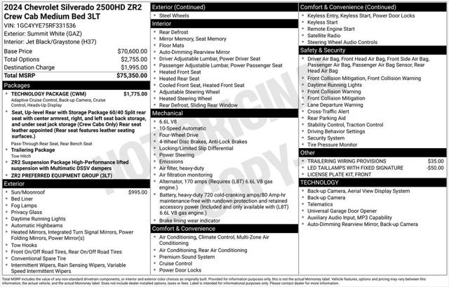 2024 Chevrolet Silverado 2500HD 4WD Crew Cab Standard Bed ZR2