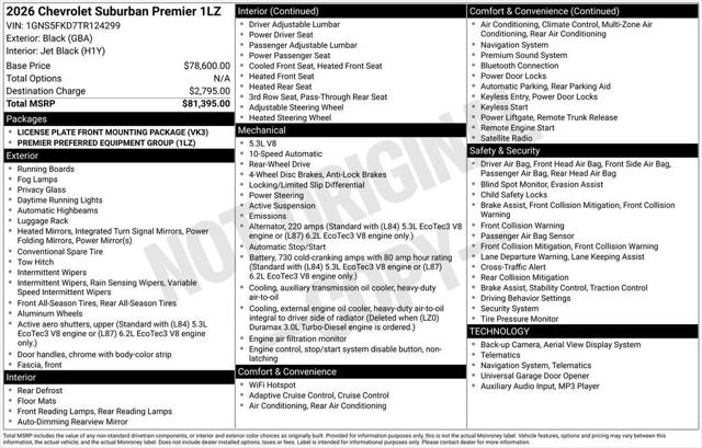 2026 Chevrolet Suburban Premier, RWD