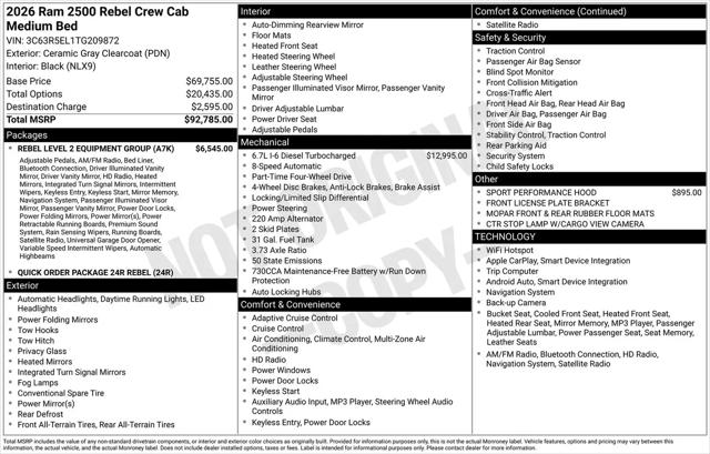 2026 Ram 2500 Power Wagon Rebel Crew Cab 4x4 6'4" Box