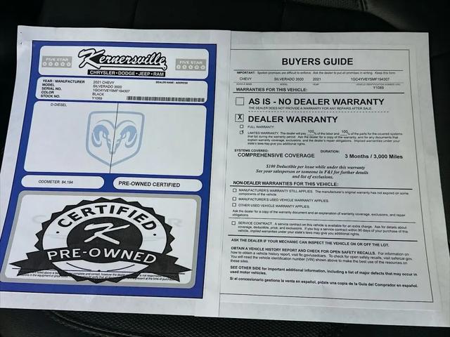 2021 Chevrolet Silverado 3500HD 4WD Crew Cab Long Bed High Country