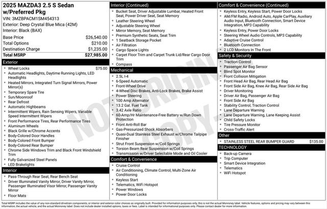 2025 Mazda Mazda3 2.5 S Preferred