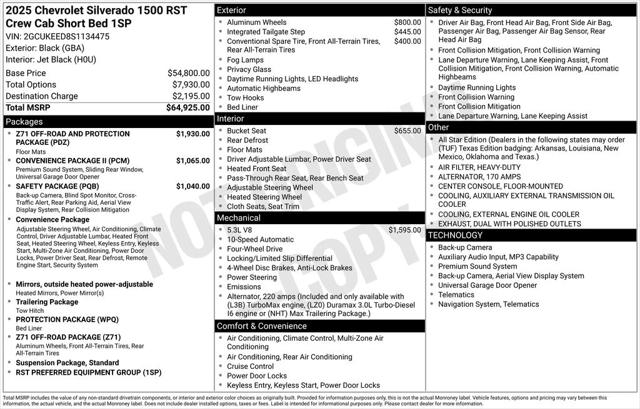 2025 Chevrolet Silverado 1500 4WD Crew Cab Short Bed RST