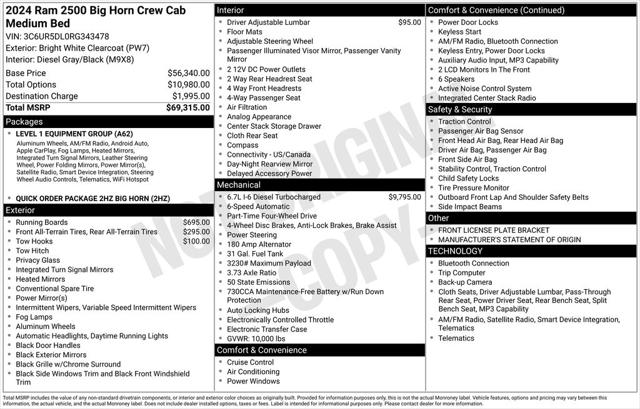 2024 RAM 2500 Big Horn Crew Cab 4x4 64 Box 2024 RAM 2500 Big Horn Crew Cab 4x4 64 Box
