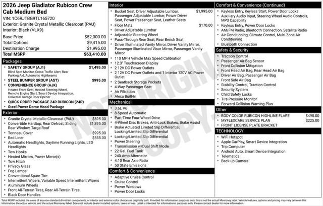 2026 Jeep Gladiator GLADIATOR RUBICON 4X4