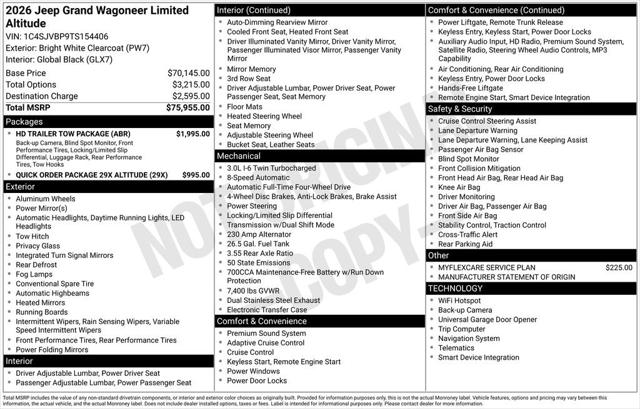 2026 Wagoneer Grand Wagoneer GRAND WAGONEER LIMITED ALTITUDE 4X4
