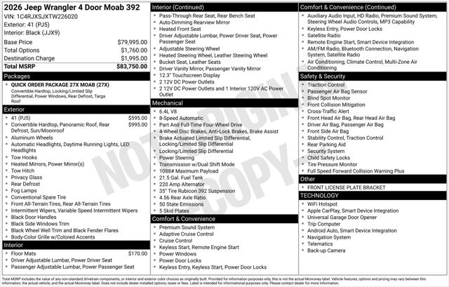 2026 Jeep Wrangler WRANGLER 4-DOOR MOAB 392