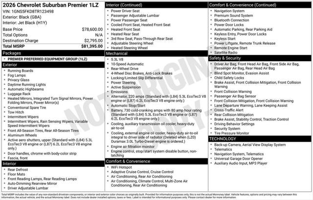 2026 Chevrolet Suburban Premier, RWD